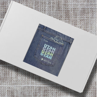 Utah Dog in Jean Pocket Classic Square Sticker