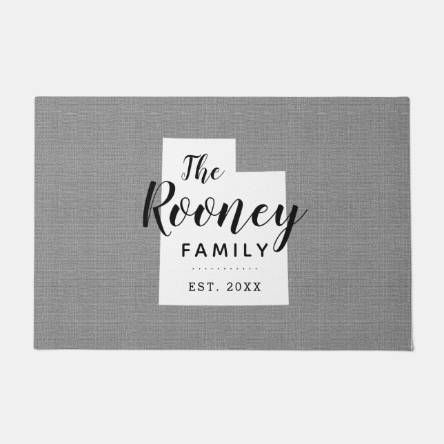 Utah Family Monogram State Doormat (Front)