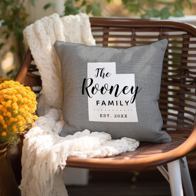 Utah Family Monogram State Throw Pillow (Creator Uploaded)