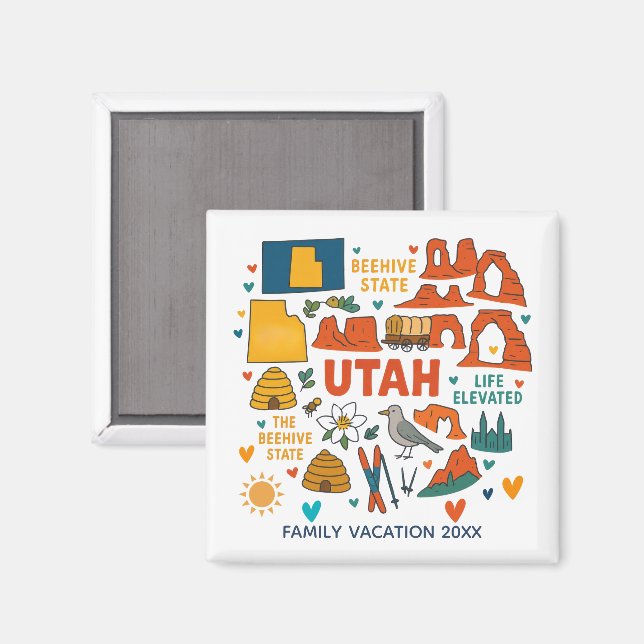 Utah Family Trip Keepsake Personalized Magnet (Front/Back)