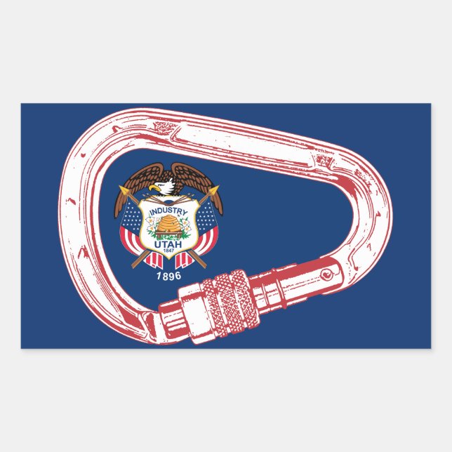 Utah Flag Climbing Carabiner Rectangular Sticker (Front)