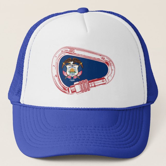 Utah Flag Climbing Carabiner Trucker Hat (Front)