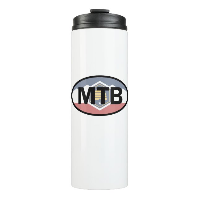 Utah Flag Mountain Biking Oval Thermal Tumbler (Front)