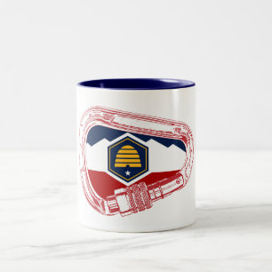 Utah Flag Rock Climbing Carabiner Two-Tone Coffee Mug