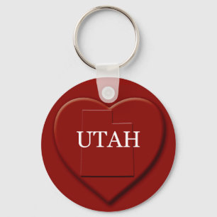 Utah Heart Map Keychain