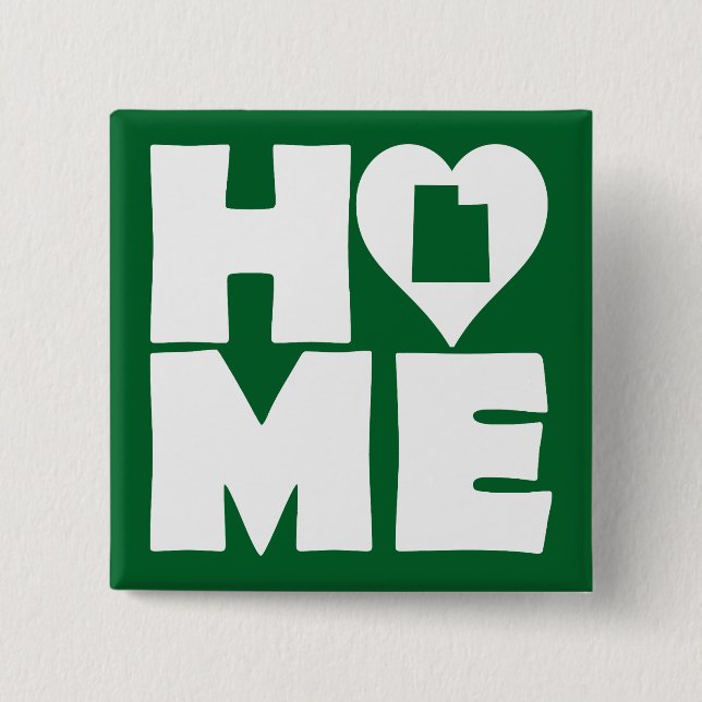Utah Home Heart State Button Badge Pin (Front)