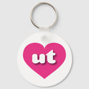 Utah hot pink heart - I love ut Key Ring