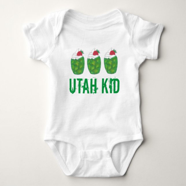 UTAH KID Green Gelatin Dessert Parfait Foodie Food Baby Bodysuit (Front)