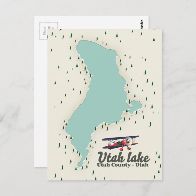 Utah Lake, Utah travel map Postcard (Front/Back)