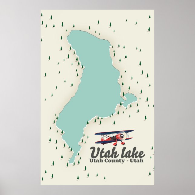 Utah Lake, Utah travel map Poster (Front)