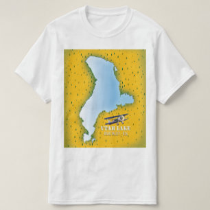 utah lake, Utah Valley map travel poster. T-Shirt