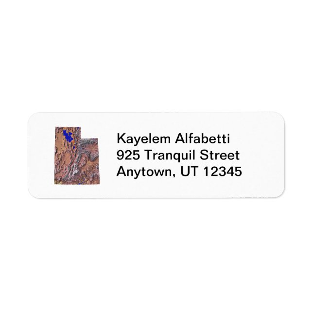 Utah Map Return Address Label (Front)