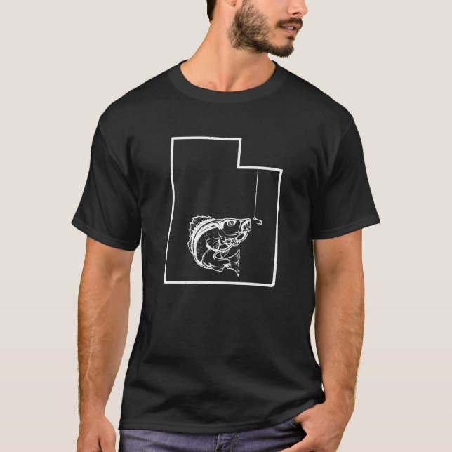 Utah Map State Walleye Fishing Cool Fish Dad Fishe T-Shirt (Front)