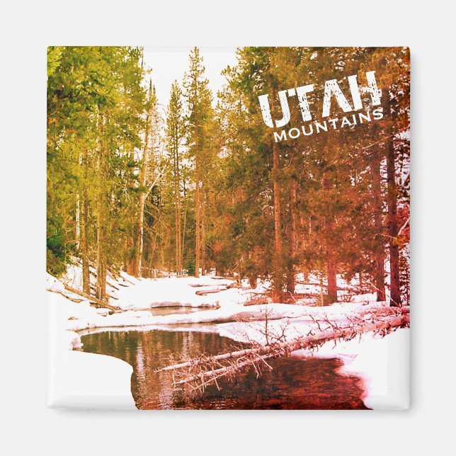 Utah Mountain Winter Landscape Magnet (Front)
