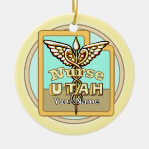 Utah Nurse Caduceus Ceramic Tree Decoration