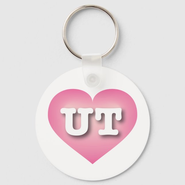 Utah Pink Fade Heart - I love UT Key Ring (Front)