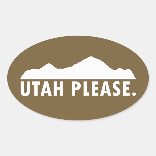 Utah Please Oval Sticker (Front)
