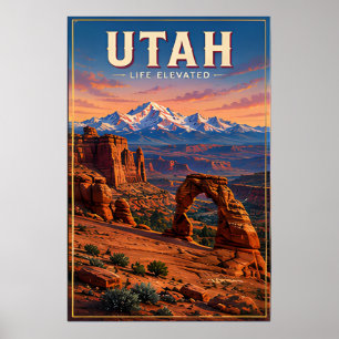 Utah Red Rock Mountains Scenic Escape Poster