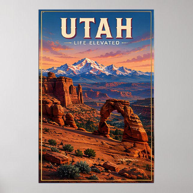 Utah Red Rock Mountains Scenic Escape Poster (Front)
