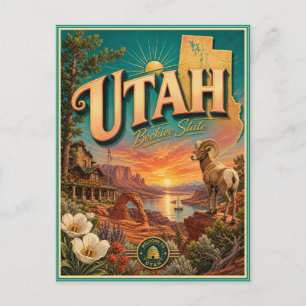 Utah Retro Travel Souvenir Postcard