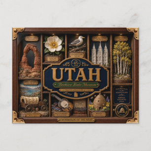 Utah Shadow Box 3D Figurine State Postcard