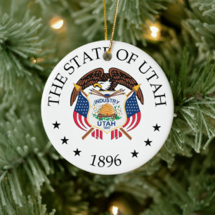 Utah sign ceramic tree decoration