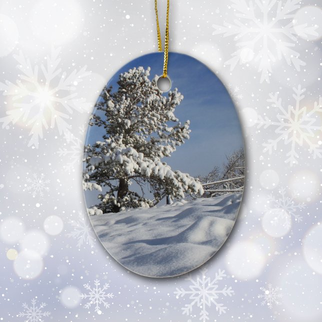 Utah Snowy Tree Photograph Christmas Ceramic Tree Decoration (Creator Uploaded)