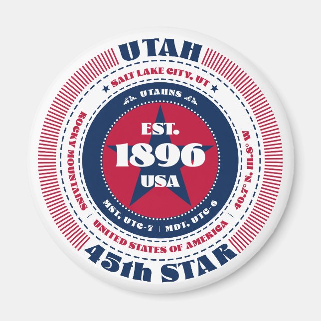Utah State Facts Souvenir Magnet (Front)