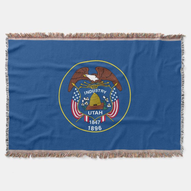Utah State Flag Design Decor Throw Blanket (Front)