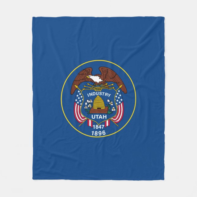 Utah State Flag Design Fleece Blanket (Front)