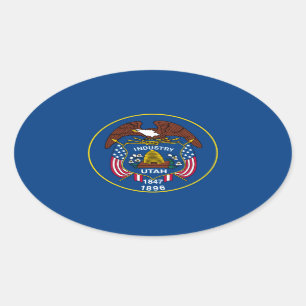 Utah State Flag Design Oval Sticker
