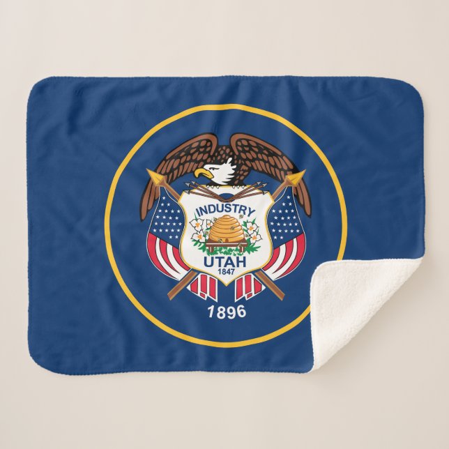 Utah State Flag Sherpa Blanket (Front (Horizontal))