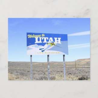 Utah State Line Sign Postcard