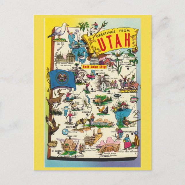 Utah State Map Postcard (Front)