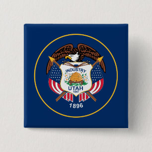 Utah: The Beehive State US Flag, Industry 15 Cm Square Badge