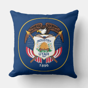 Utah: The Beehive State US Flag, Industry Cushion