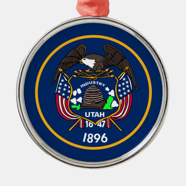 Utah: The Beehive State US Flag, Industry Metal Tree Decoration (Front)