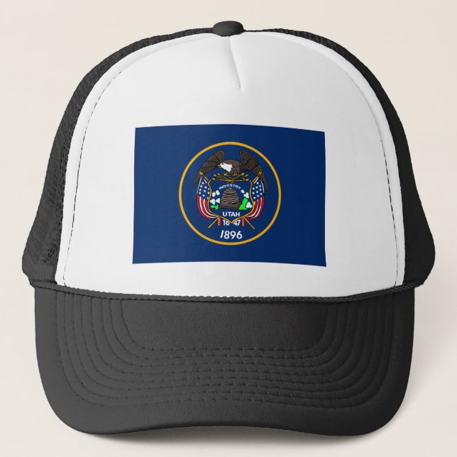 Utah: The Beehive State US Flag, Industry Trucker Hat (Front)