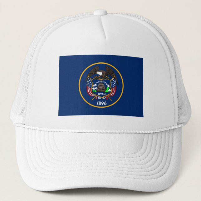 Utah: The Beehive State US Flag, Industry Trucker Hat (Front)