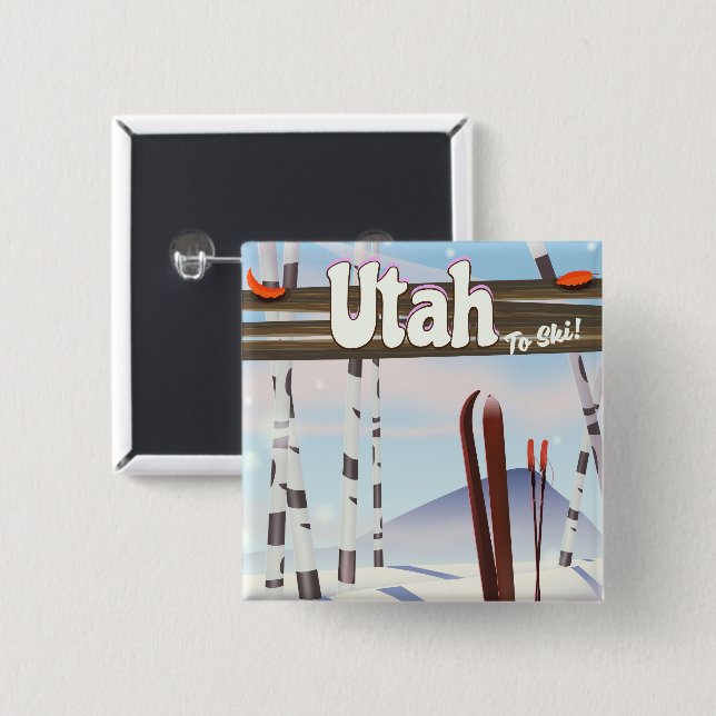 Utah to ski! 15 cm square badge (Front & Back)