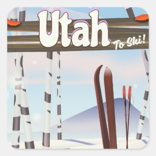 Utah to ski! square sticker