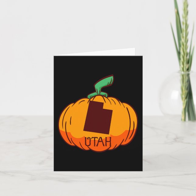 Utah US State Pumpkin Halloween Art Design Fall Se Card (Front)
