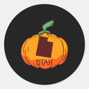 Utah US State Pumpkin Halloween Art Design Fall Se Classic Round Sticker