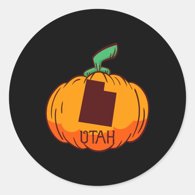Utah US State Pumpkin Halloween Art Design Fall Se Classic Round Sticker (Front)