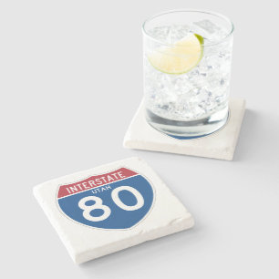 Utah UT I-80 Interstate Highway Shield - Stone Coaster