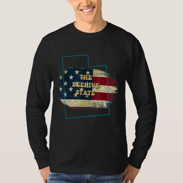 Utah Ut Us Flag Motto T-Shirt (Front)
