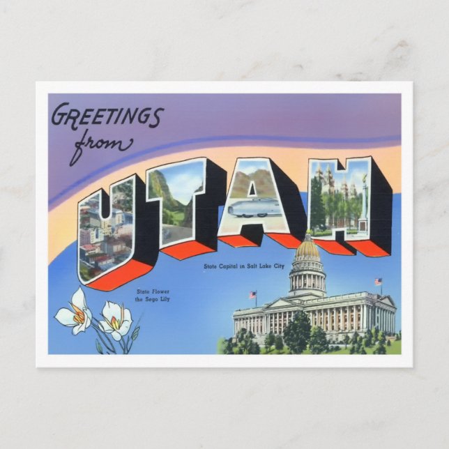 Utah Vintage Big Letters Postcard (Front)