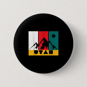 Utah Vintage Logo - Park City Utah - Retro Skiing 6 Cm Round Badge