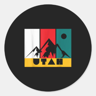 Utah Vintage Logo - Park City Utah - Retro Skiing  Classic Round Sticker
