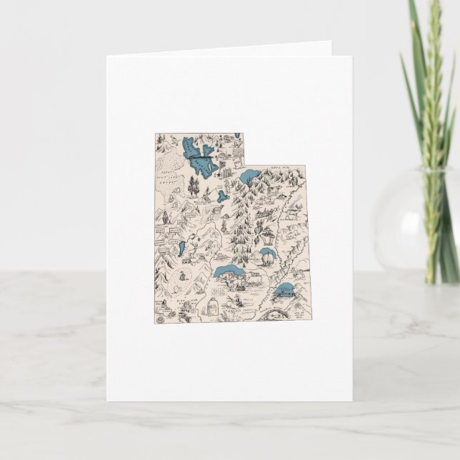 Utah Vintage Picture Map Large Greeting Card (Front)